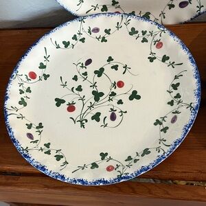 Cote Basque by Mann Hand Painted Plate with Blue Floral Design 1982 Set of 4